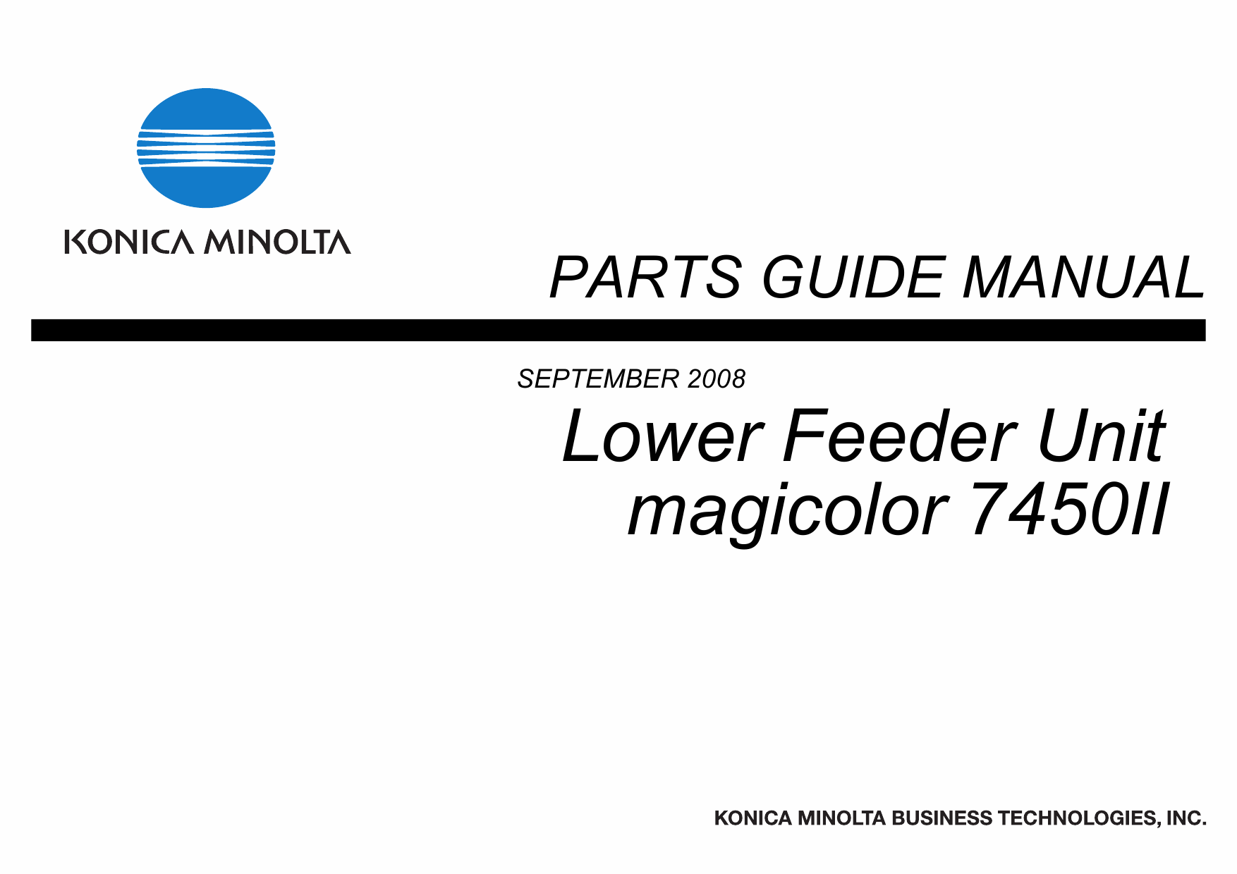 Konica-Minolta magicolor 7450II Lower-Feed Unit Parts Manual-1